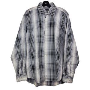 TAILORBYRD Shirt Mens Large Black White Geometric Casual Button Down Metro